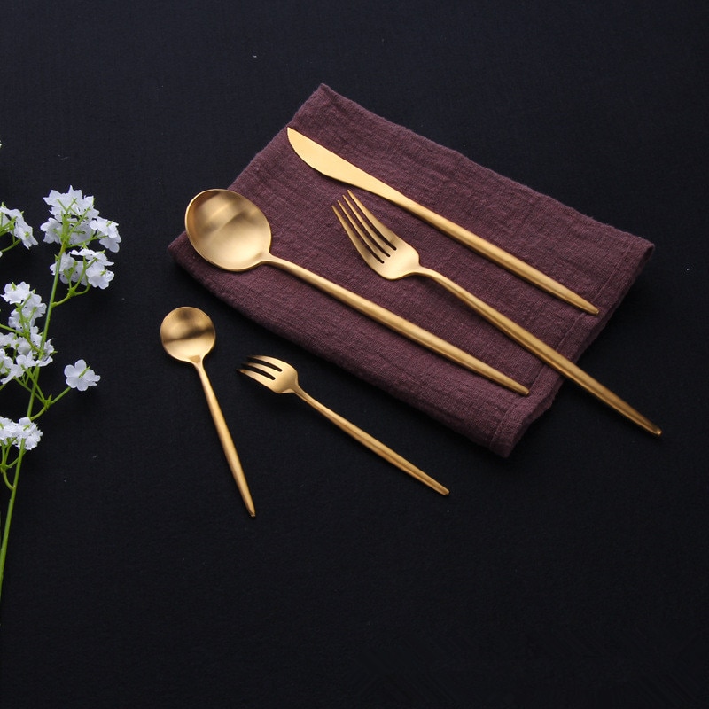 Stainless Steel Cutlery Set in Gold