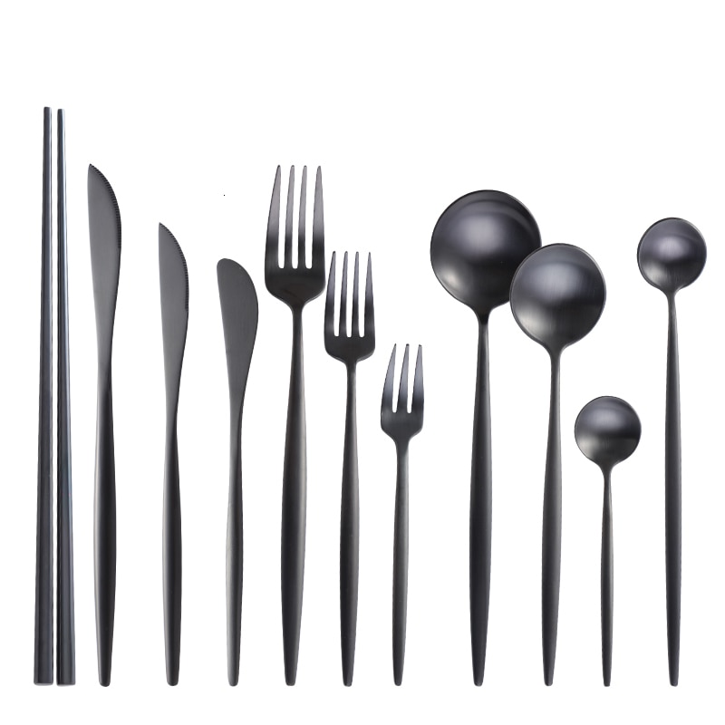 Matte Black Tableware Set