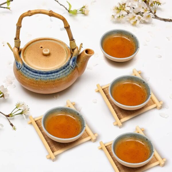 1 4pcs Bamboo Teacup Coasters Mug Cup Square Mats Table Heat Insulated Pads For Kung Fu 5