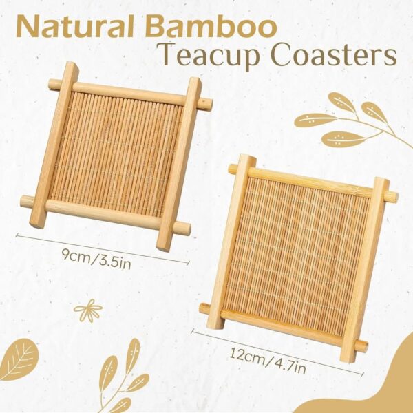 1 4pcs Bamboo Teacup Coasters Mug Cup Square Mats Table Heat Insulated Pads For Kung Fu 6