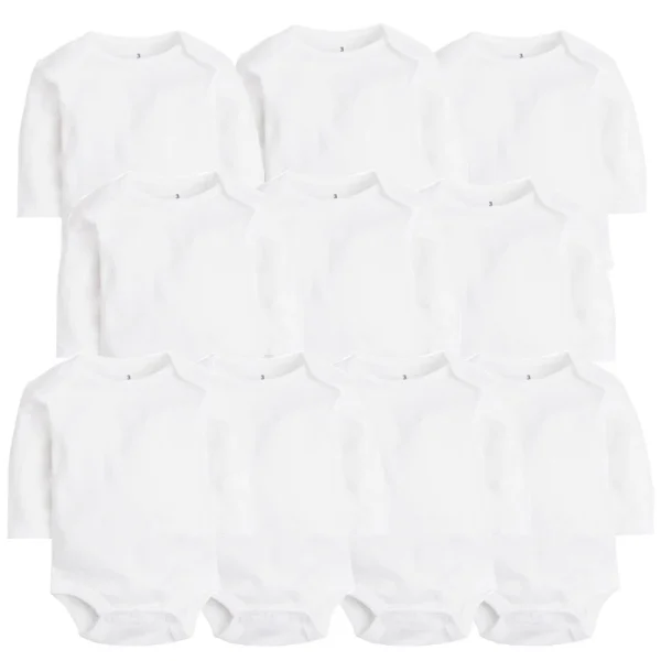 10 Pcs Lot Baby Bodysuits Newborn Baby Clothing Cotton White Kids Jumpsuits Baby Boy Girl Clothes 2