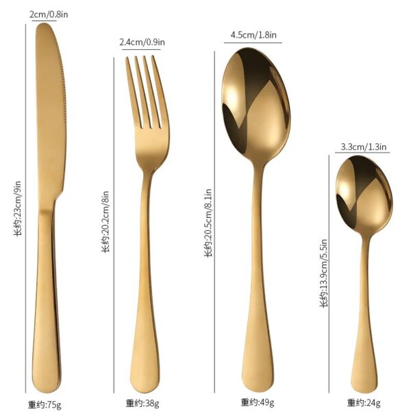 16pcs Gold Dinnerware Set Stainless Steel Tableware Knife Fork Spoon Luxury Cutlery Set Gift Box Flatware 4