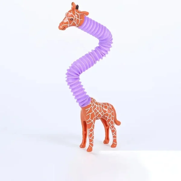 1pc Stretch Pop Tube Giraffe Toy Sensory Fidget Toy For Kids Cute Giraffe Stress Relief Squeeze 4