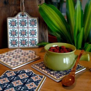 1pcs Moroccan Style Vintage Patterns Ceramic Placemat Pot Mat Plate Bowl Insulation Mat Coaster Simple Placemat