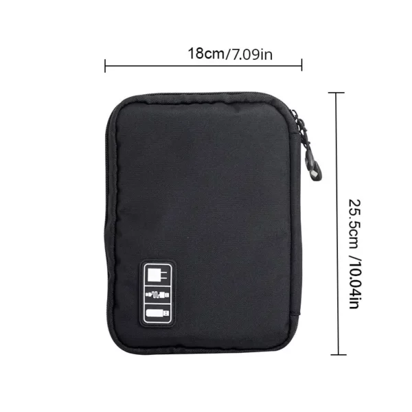 1pc Black Green Storage Bag Electronic Accessory Organizer Portable Usb Data Cable Charger Plug Travel Waterproof 4