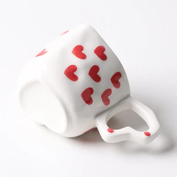 2 Pieces Korean Style Coffee Cup Cute Mug Creative Heart Shape Cup Ceramic Milk Cup Romantic 3