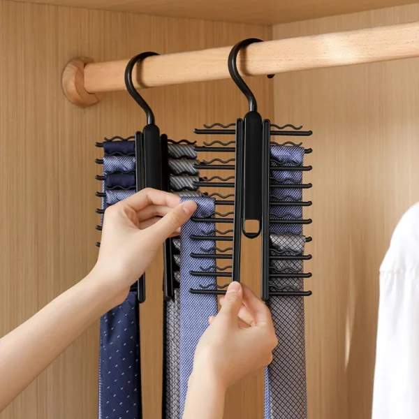 20 Row Tie Storage Rack 360 Rotating Adjustable Tie Belt Display Holder Scarf Belt Hanger Rack 1