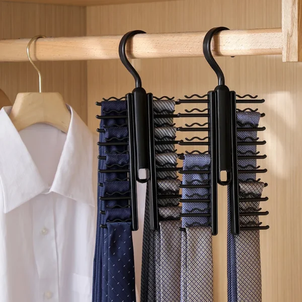 20 Row Tie Storage Rack 360 Rotating Adjustable Tie Belt Display Holder Scarf Belt Hanger Rack 2