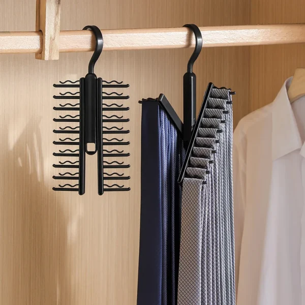 20 Row Tie Storage Rack 360 Rotating Adjustable Tie Belt Display Holder Scarf Belt Hanger Rack