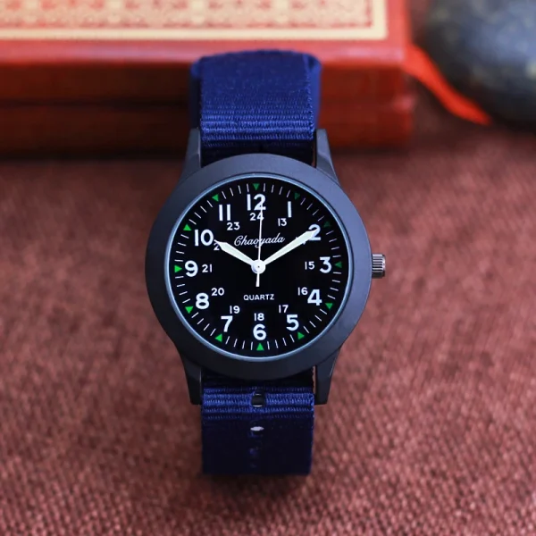 2023 Chaoyada Children Boys Girls 24hours Canvas Luminous Pointer Quartz Wristwatches Kids Students Military Waterproof Watches 1