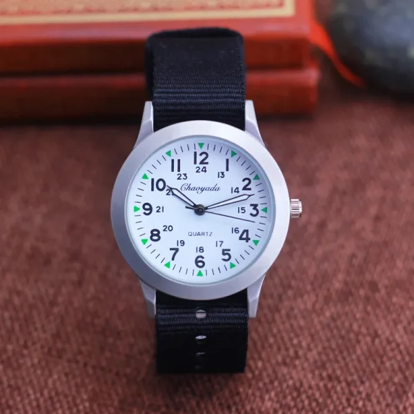 2023 Chaoyada Children Boys Girls 24hours Canvas Luminous Pointer Quartz Wristwatches Kids Students Military Waterproof Watches 2