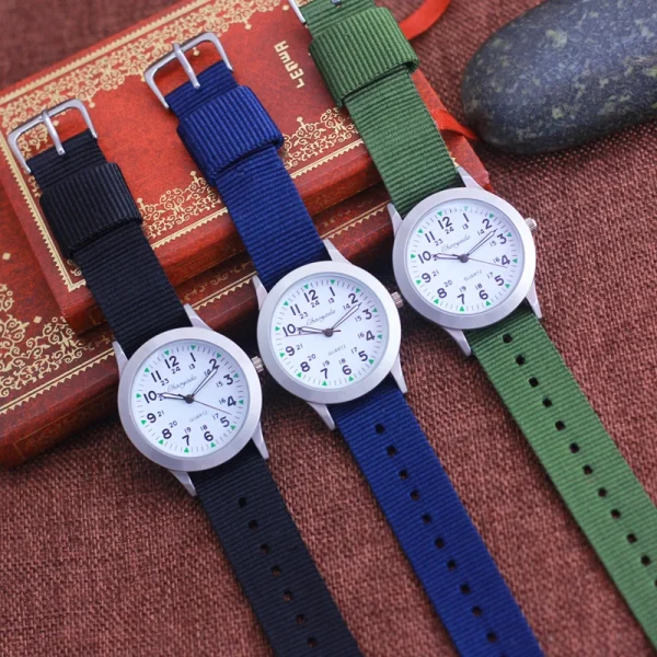 2023 Chaoyada Children Boys Girls 24hours Canvas Luminous Pointer Quartz Wristwatches Kids Students Military Waterproof Watches 4