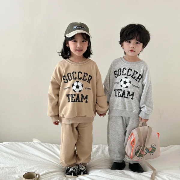 2024 Spring Autumn Boy Girl Children Letter Print Sweatshirt Sweatpants 2pcs Baby Casual Cotton Tops Set 1