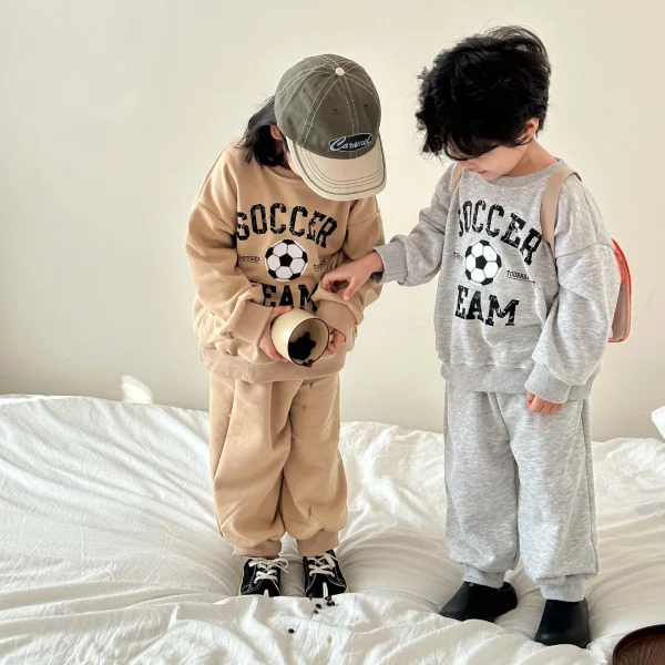 2024 Spring Autumn Boy Girl Children Letter Print Sweatshirt Sweatpants 2pcs Baby Casual Cotton Tops Set 2