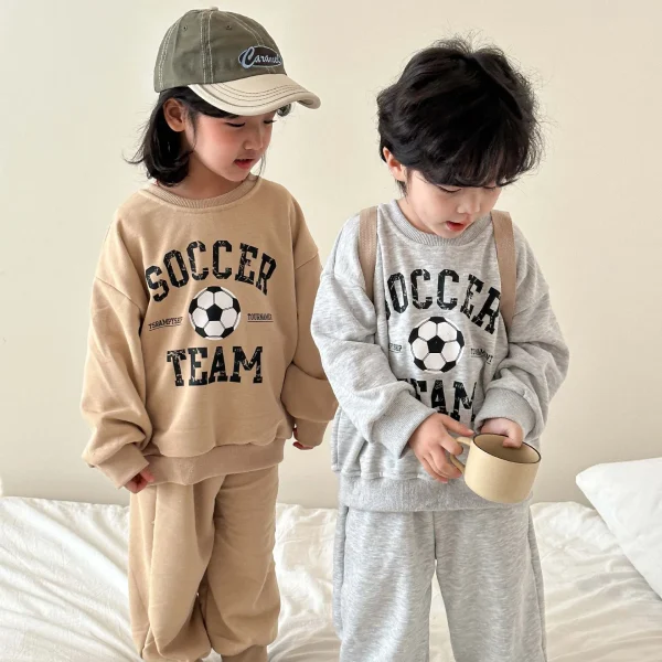 2024 Spring Autumn Boy Girl Children Letter Print Sweatshirt Sweatpants 2pcs Baby Casual Cotton Tops Set 3