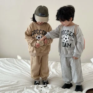 2024 Spring Autumn Boy Girl Children Letter Print Sweatshirt Sweatpants 2pcs Baby Casual Cotton Tops Set