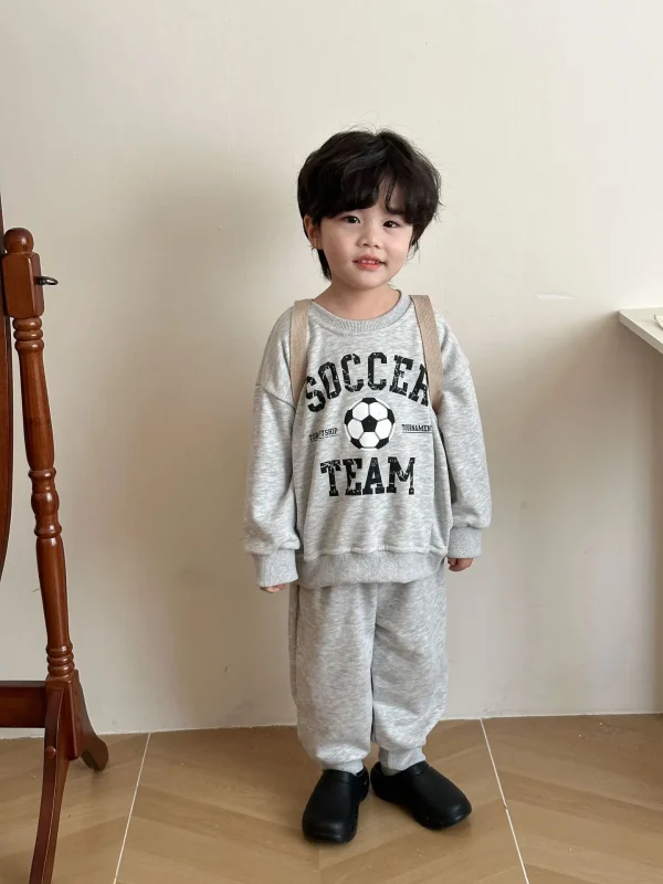 2024 Spring Autumn Boy Girl Children Letter Print Sweatshirt Sweatpants 2pcs Baby Casual Cotton Tops Set 4