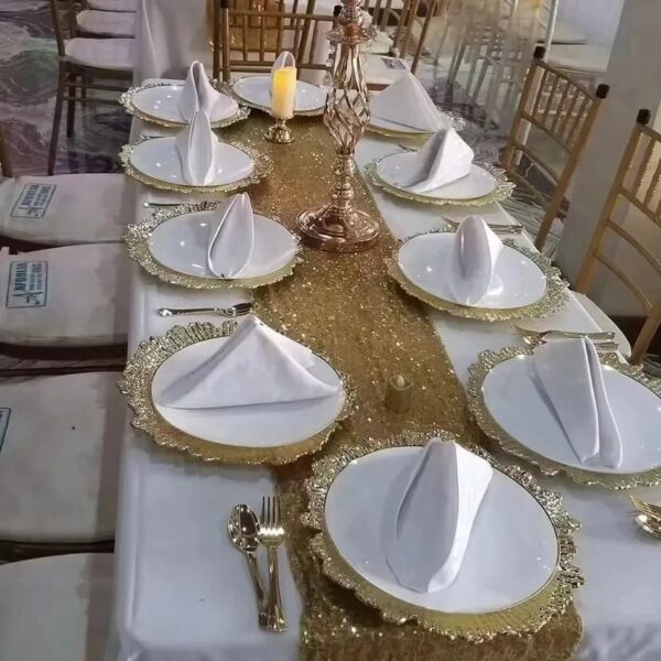 20pcs 50pcs Wedding Party Gold Charger Plates Reef Plate Chargers For Dinner Plates Plastic Decorative Plates 2