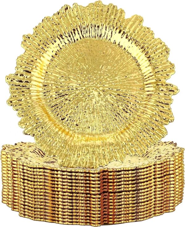 20pcs 50pcs Wedding Party Gold Charger Plates Reef Plate Chargers For Dinner Plates Plastic Decorative Plates 3