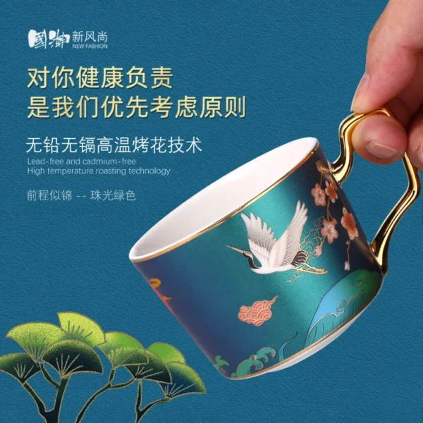 220ml Simple Fashion Ceramic Coffee Cup Set European Large Capacity Elegant Red Cup Quality Bone China 4