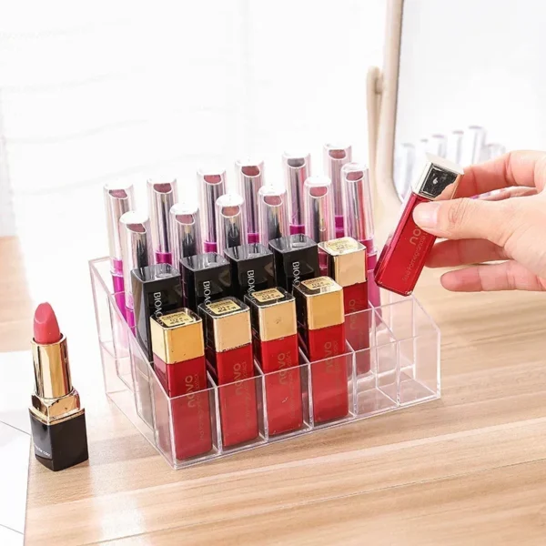 24 Grid Acrylic Makeup Organizer Storage Box Lipstick Box Lipstick Nail Polish Display Stand Holder Cosmetic 2