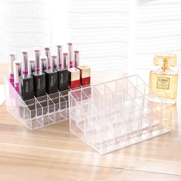 24 Grid Acrylic Makeup Organizer Storage Box Lipstick Box Lipstick Nail Polish Display Stand Holder Cosmetic 3