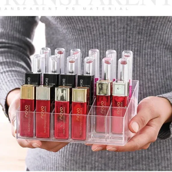 24 Grid Acrylic Makeup Organizer Storage Box Lipstick Box Lipstick Nail Polish Display Stand Holder Cosmetic 4