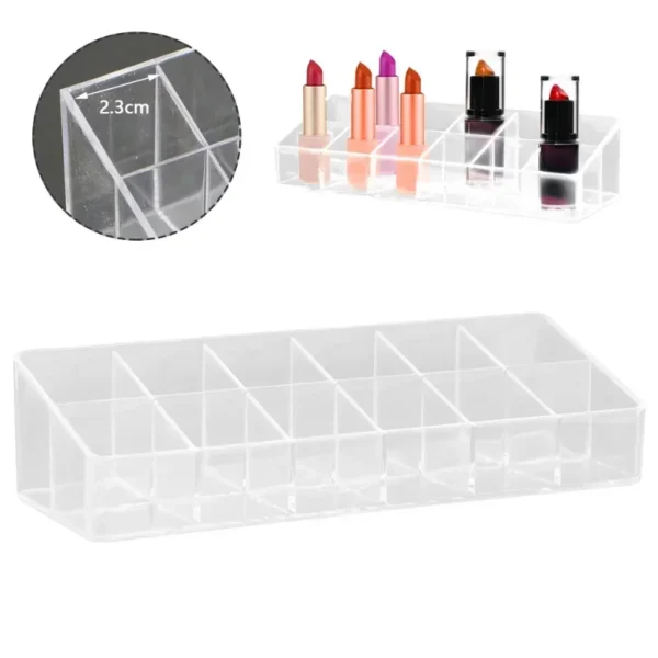 24 Grid Acrylic Makeup Organizer Storage Box Lipstick Box Lipstick Nail Polish Display Stand Holder Cosmetic 5