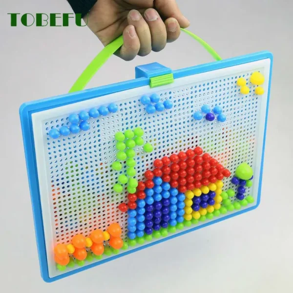 296 Pieces Set Box Packed Grain Mushroom Nail Beads Intelligent 3d Puzzle Games Jigsaw Board For 2