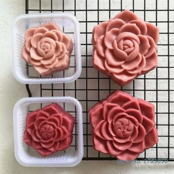 2pcs Set 75g 150g Rose Shape Mooncake Mold Valentines Day Mold Hand Pressure Moon Cake Mould 3