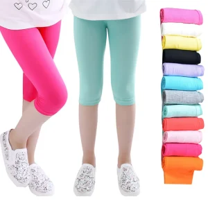 3 10years Girls Knee Length Kid Fifth Pants Candy Color Children Cropped Clothing Spring Summer All