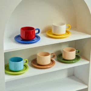 3 Sets Coffee Cups Set Ceramic Cups And Saucers Set Family Tea Cup Set Cups And