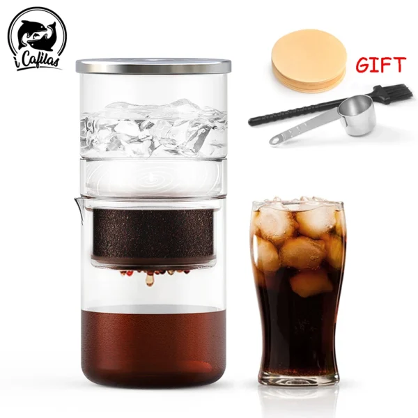 300ml Ice Drip Coffee Pot Ice Cold Brew Coffee Tea Maker Filter Glass Percolators Kitchen Barista