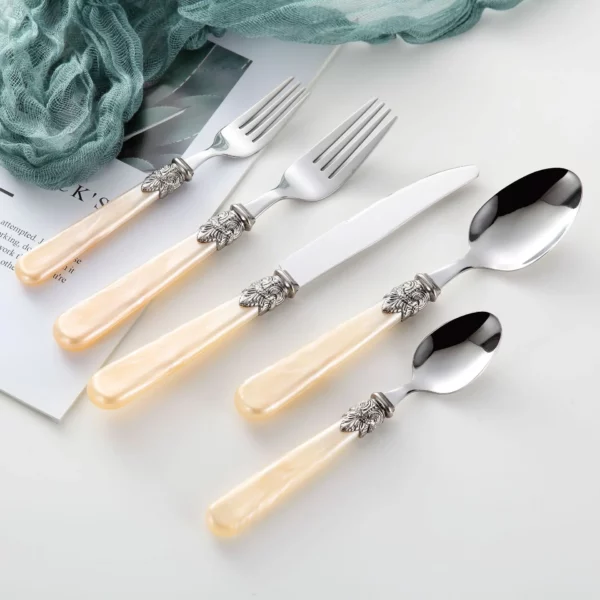 304 Stainless Steel Cutlery Set Knife Fork And Spoon Upscale Vintage Cutlery Acrylic Handle Cutlery 2