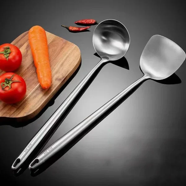 304 Stainless Steel Wok Spatula Metal Kitchen Accessories Slotted Turner Rice Spoon Ladle Cooking Tools Utensil 4