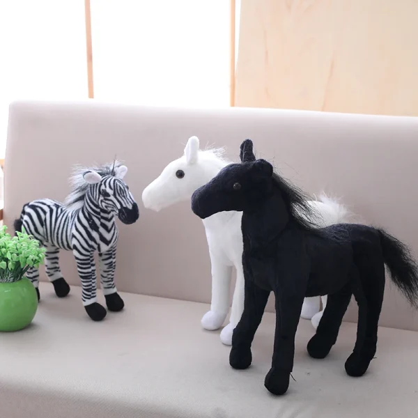 30cm Simulation Horse Plush Toys Cute Stuffed Animal Zebra Doll Soft Realistic Horse Toy Kids Birthday 1