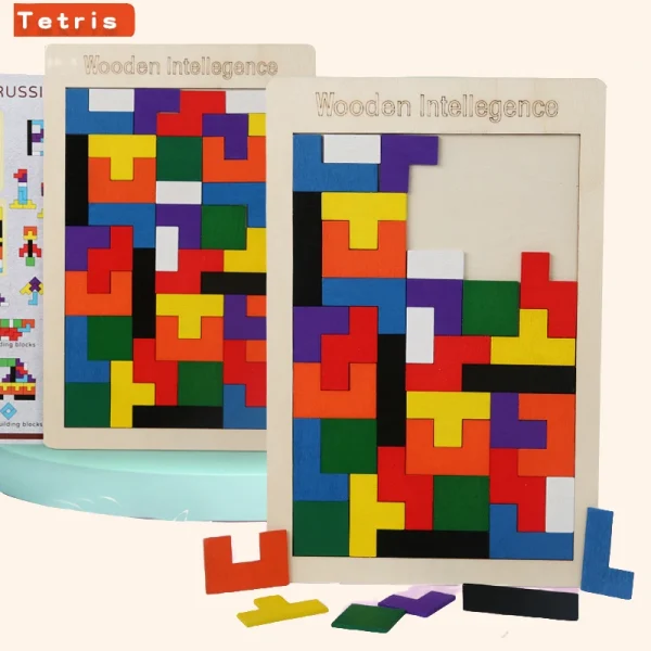 3d Wooden Puzzle Toy Color Shape Cognition Brain Games For Children Wood Jigsaw Puzzles Toys Tangrams 4