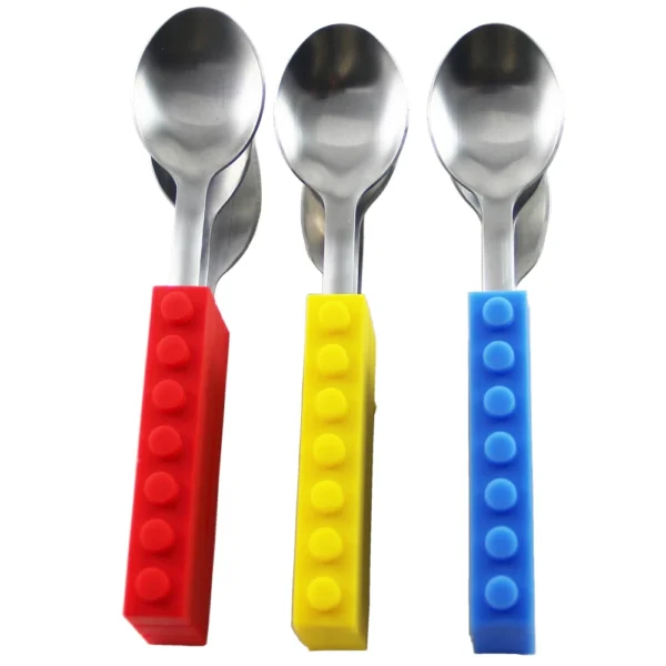 3pcs Creative Bricks Silicone Stainless Steel Portable Travel Kids Adult Cutlery Fork Picnic Set Gift For 5