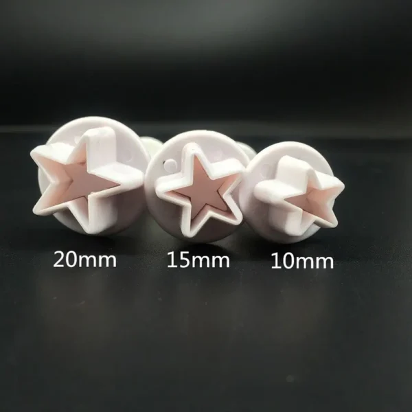 3pcs Heart Five Pointed Star Square Pattern Plunger Fondant Biscuit Cookies Cutter Mold Sugarcraft Diy Mold 4