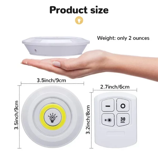 3w Super Bright Cob Under Cabinet Light Led Wireless Remote Control Dimmable Wardrobe Night Lamp Home 4