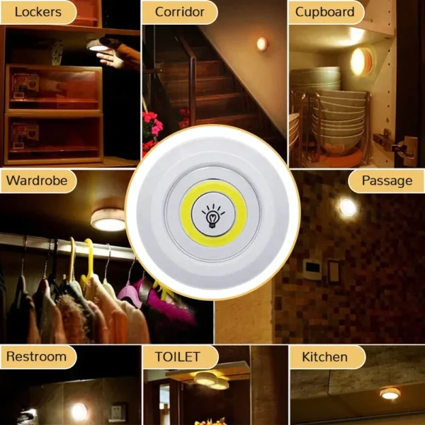 3w Super Bright Cob Under Cabinet Light Led Wireless Remote Control Dimmable Wardrobe Night Lamp Home