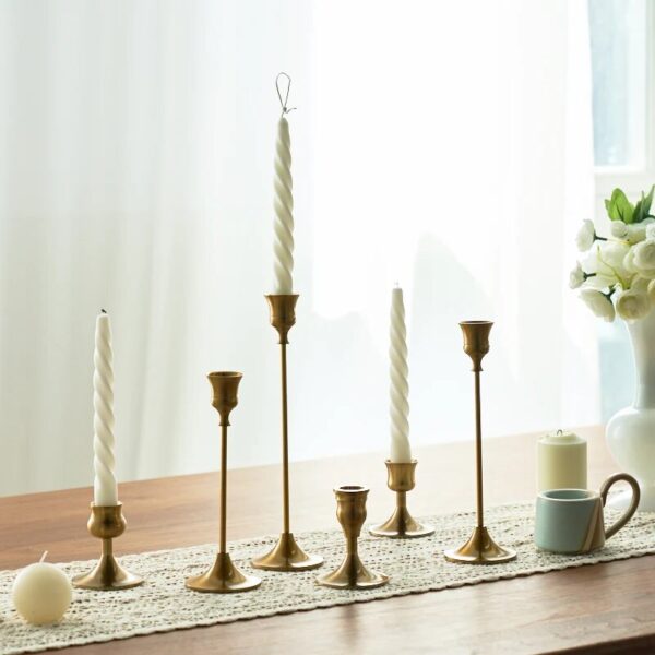 3pc Candlestick Holders Kit Brass Gold Candlestick Set Wedding Table Decorative Candlestick Stand For Party Dinning 3