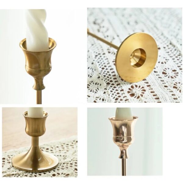 3pc Candlestick Holders Kit Brass Gold Candlestick Set Wedding Table Decorative Candlestick Stand For Party Dinning 5