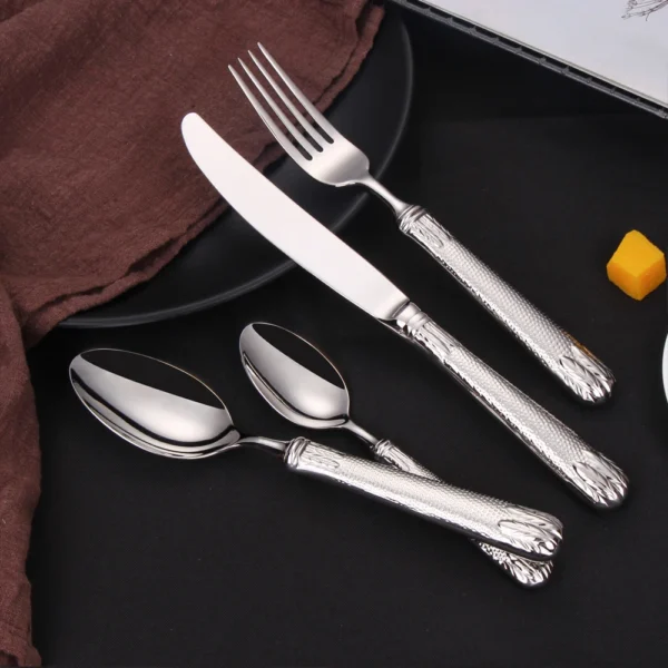 4 5 Pieces Gold Cutlery Set Luxury Tableware Stainless Steel Dinnerware Mirror Kitchen Utensils Sliver Knife 1