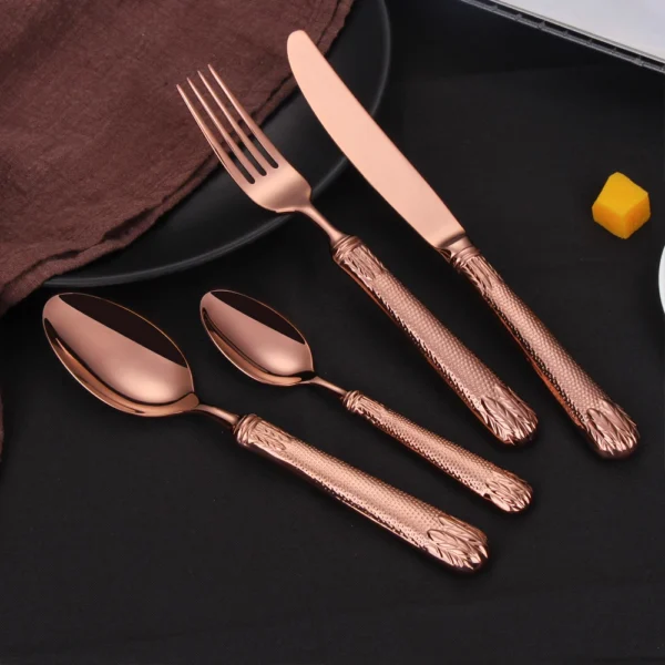 4 5 Pieces Gold Cutlery Set Luxury Tableware Stainless Steel Dinnerware Mirror Kitchen Utensils Sliver Knife 2