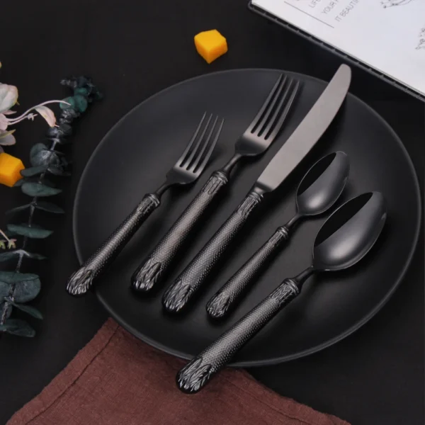 4 5 Pieces Gold Cutlery Set Luxury Tableware Stainless Steel Dinnerware Mirror Kitchen Utensils Sliver Knife 5