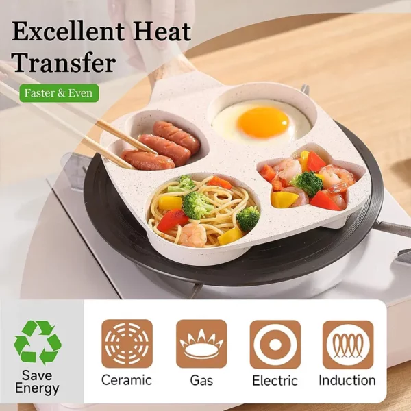 4 Cup Nonstick Omelette Pan Egg Cooker Pan Heart Star Shape Breakfast Pancake Egg Frying Mold