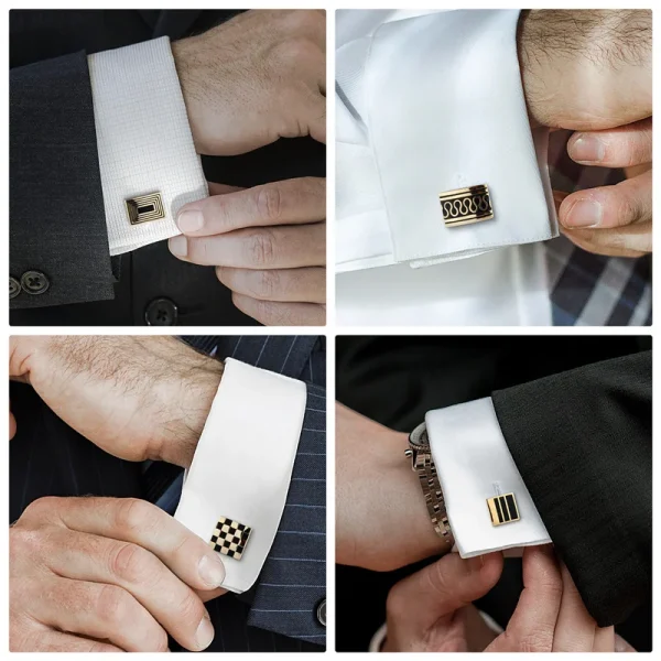 4 Pairs Cufflinks For Mens With Gift Box Man Shirt Cufflinks Wedding Guests Gifts Men Gift 3