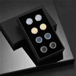 4 Pairs Set Man Shirt Cufflink With Box Tie Clips Cufflinks For Mens Wedding Guests Gifts