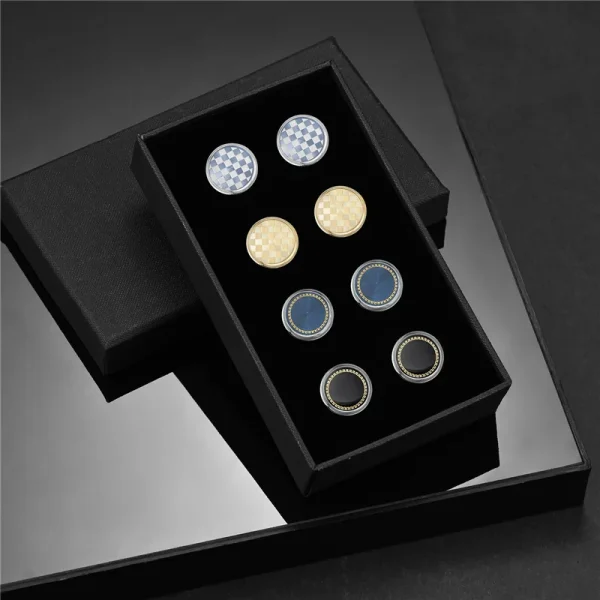 4 Pairs Set Man Shirt Cufflink With Box Tie Clips Cufflinks For Mens Wedding Guests Gifts